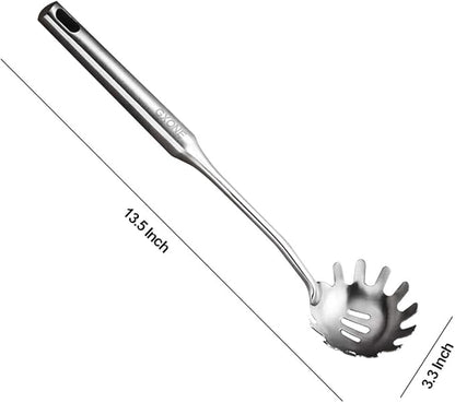 Spaghetti Spoon,304 Stainless Steel Pasta Spoon,Silver/13.8Inch - Image 2