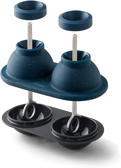 Houdini Swizzle Sphere Ice Mold, 2 Piece Tray, Navy - Image 2