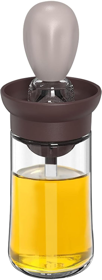 TINMIX Oil Dispenser with Brush - Glass Olive Oil Dispenser for Kitchen, 2 IN 1 Oil Dispenser Bottle with Silicone Basting Brush for Cooking Vinegar Sauce BBQ Grill Frying, T-OB21, Grey by TINMIX