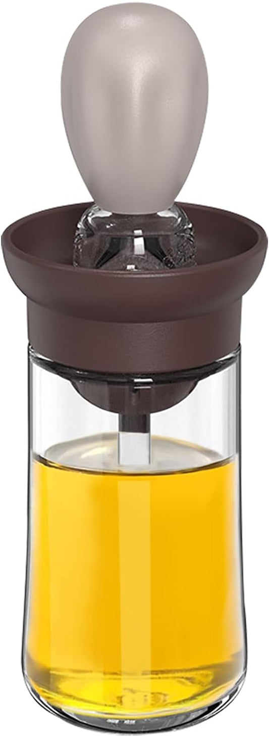 TINMIX Oil Dispenser with Brush - Glass Olive Oil Dispenser for Kitchen, 2 IN 1 Oil Dispenser Bottle with Silicone Basting Brush for Cooking Vinegar Sauce BBQ Grill Frying, T-OB21, Grey by TINMIX
