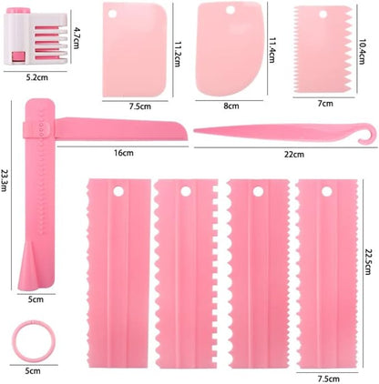 11 Pcs Cake Scraper Set Cake Edge Scraper Cutters with Adjustable Butter Smoothing Cream Scraper Tool Cake Decorating Comb Icing Smoother for Cake Cream Baking Decorating