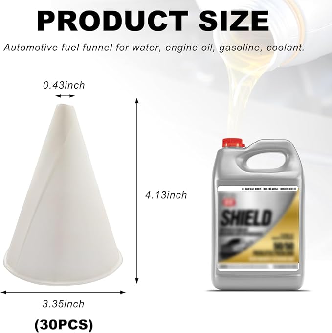 DXNQ 30PCS Disposable Engine Oil Funnels, Paper Cone Funnel Motor Oil Funnel Dispensers for Oil Change, Automotive Use No Spill Disposable Paper Funnels for Water Coolant Gas