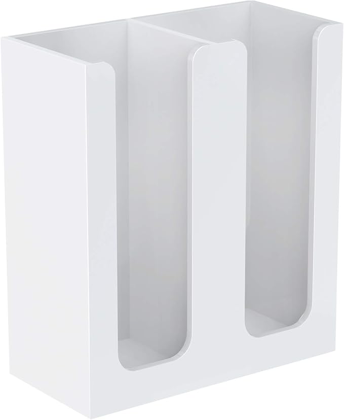 Richboom Acrylic Coffee Cup and Lid Storage Organizer Holder, 2 Compartments, White by Richboom