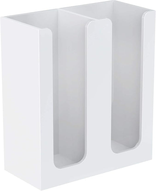 Richboom Acrylic Coffee Cup and Lid Storage Organizer Holder, 2 Compartments, White by Richboom