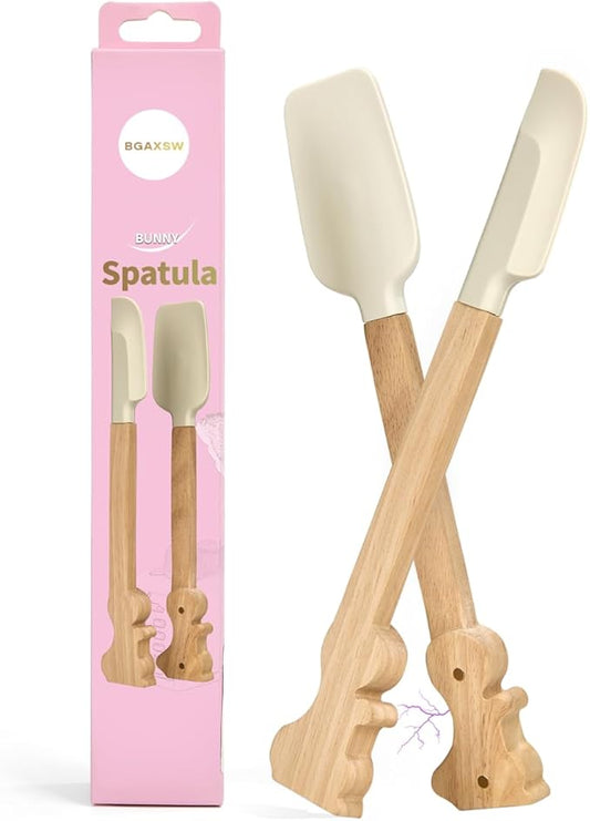Rabbit-Shaped Silicone Spatula Set – Food Grade, Heat Resistant Baking & Cooking Utensils for Nonstick Cookware Cute Kitchen Tools 2PCS