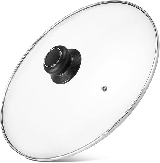 10.5 Inch Pan Lid, Frying Pan Lid, Fry Pan Lid, Skillet Lid, Pan Lid with Handle Compatible with 10-10.7 Inch Kitchen Cookware, Tempered Glass Cover, 10.5"