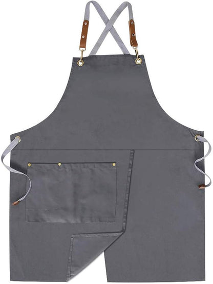 Mignongirl Crossback Apron with Pockets x2,Split Apron with Adjustable Straps,M-XXL by Mignongirl