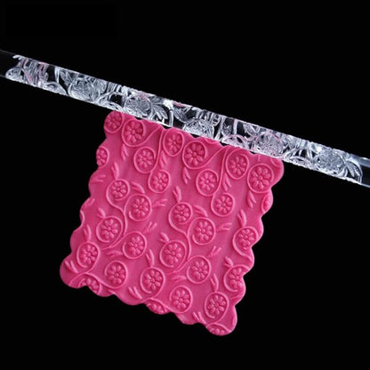 Rengue Acrylic Rolling Pin with 28 Patterns, Compliant Material, Comfortable Grip, 16 X 1 Cm, Lightweight for Dough and Pastry Acrylic Rolling Pin with 28 Patterns, Nan Kitchen (#26)