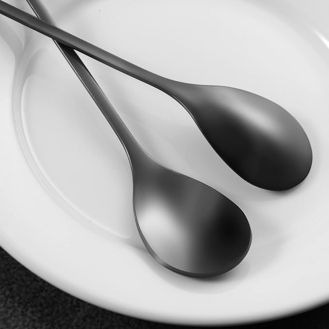 AnSaw 6-Piece Elegant Black Leaf Long Handle Teaspoons - 7.4" Stainless Steel Stir Spoons for Coffee & Tea, Perfect for Mixing & Stirring - Image 7