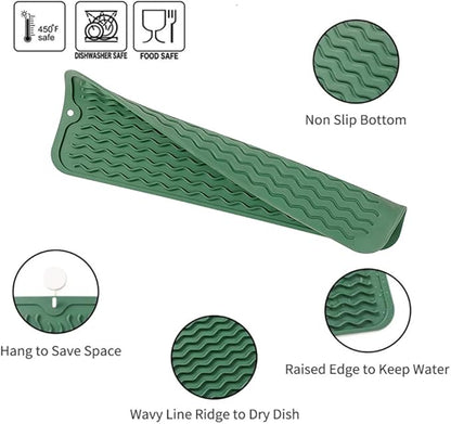 MicoYang Silicone Dish Drying Mat for Multiple Usage,Easy clean,Eco-friendly,Heat-resistant Silicone Mat for Kitchen Counter,Sink,Bar,Bottle,or Cup Green M 17 inches x 6 inches - Image 3