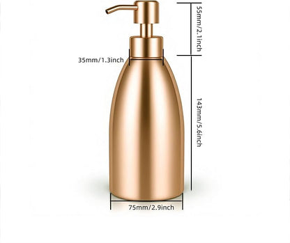 304 Stainless Steel Soap Dispenser 16oz Rust-Proof Liquid Soap Pump Bottle for Kitchen or Bathroom Countertop Hand Dish Lotion Leak-Proof (Rose Gold)