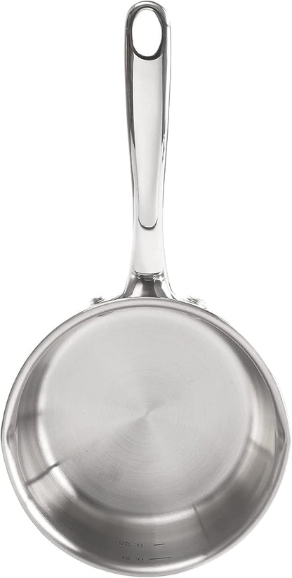 DEAYOU 18/10 Stainless Steel Butter Warmer Measuring Pan, 0.5-Quart Milk Warmer Pot with Dual Pour Spouts, 17OZ Small Sauce Pan for Stove Top, Chocolate Melting, Coffee Tea Soup Warming