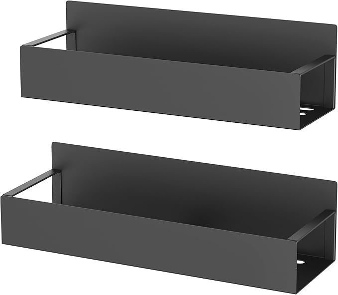 HuggieGems 2 Pack Magnetic Spice Storage Rack Organizer for Refrigerator and Oven, Matt Black Fridge Organizers and Storage - Image 6