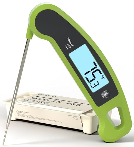 Lavatools Javelin® PRO Classic Ultra-Fast 2-Second Professional Digital Instant Read Meat Thermometer for Grill and Cooking, Auto-Rotating Backlit Display, IP65 Water Resistant, NSF Certified – Wasabi by Lavatools
