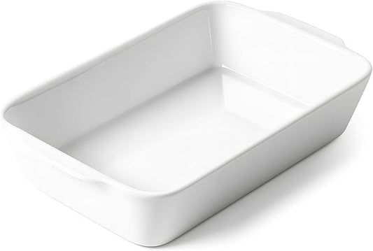 HOMBENE 1.2 QT White Casserole Dish, Lasagna Pan for Oven, Bakeware for Baking, Small Ceramic Baking Dish, Kitchen Decor, Microwave Oven Safe, Dinner Party (5.9" x 10.2") by HOMBENE