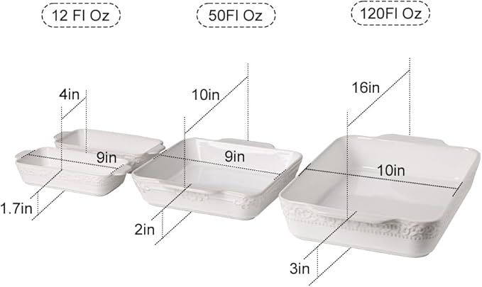 Sweejar Ceramic Bakeware Set of 4, Casserole Dishes for Oven, Rectangular Baking Dish with Handles, Lasagna Pans Deep for Cooking, Gratin, Roasting, Banquet and Daily Use (Navy) - Image 2