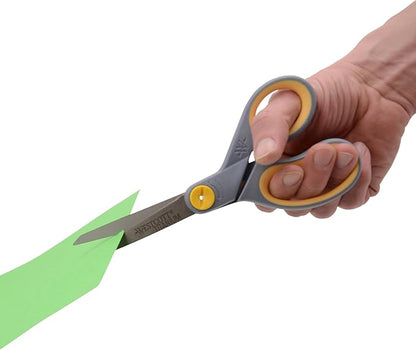 Westcott 8-Inch Titanium-Bonded Scissors with Adjustable Glide Feature for Office and Home - Gray/Yellow - Image 12
