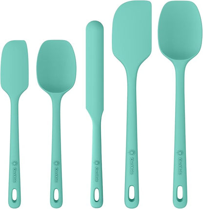 ChefAide 5 Pieces Silicone Spatula Set, Food Grade Rubber Spatula, Upgrade Strong Handle with Ergonomic Grip, Heat Resistant Up to 600°F for Nonstick Cookware, Cooking by ChefAide