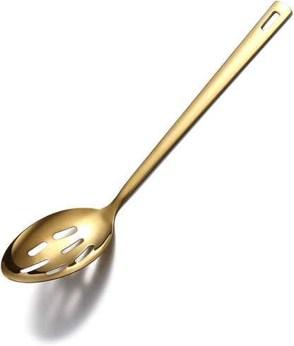 Berglander Gold Cooking Spoon, Stainless Steel Slotted Serving Spoon Titanium Gold Plating, Kitchen Basting Spoon For Cooking, Dishwasher Safe, Easy to Clean by Berglander