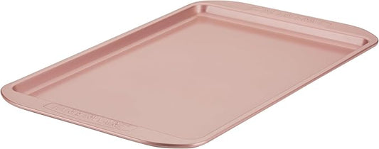 Farberware Nonstick Bakeware 10-Inch x 15-Inch Cookie Pan, Metal Baking Pan, Rose Gold