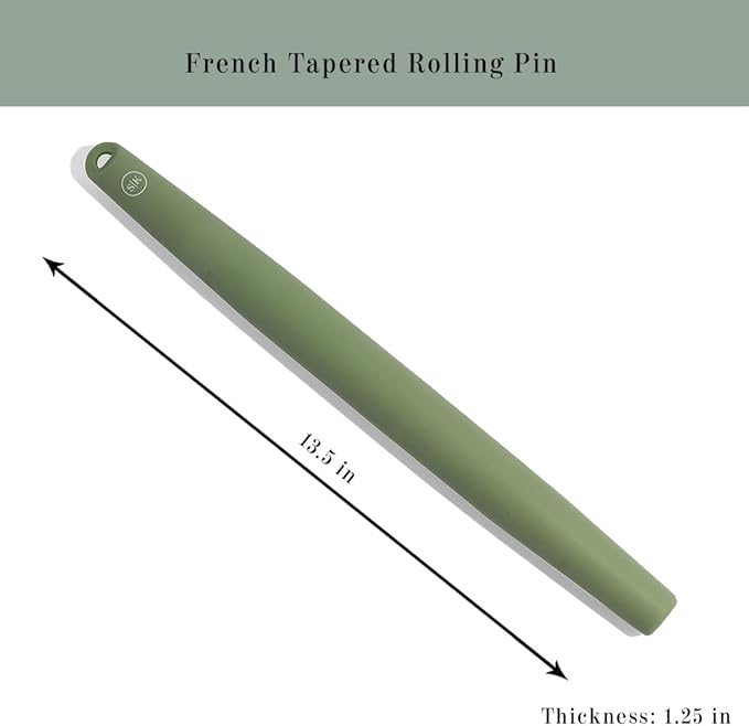 The Silicone Kitchen French Tapered Silicone Rolling Pin, Dishwasher Safe, Non-Stick, BPA Free, Non-Toxic