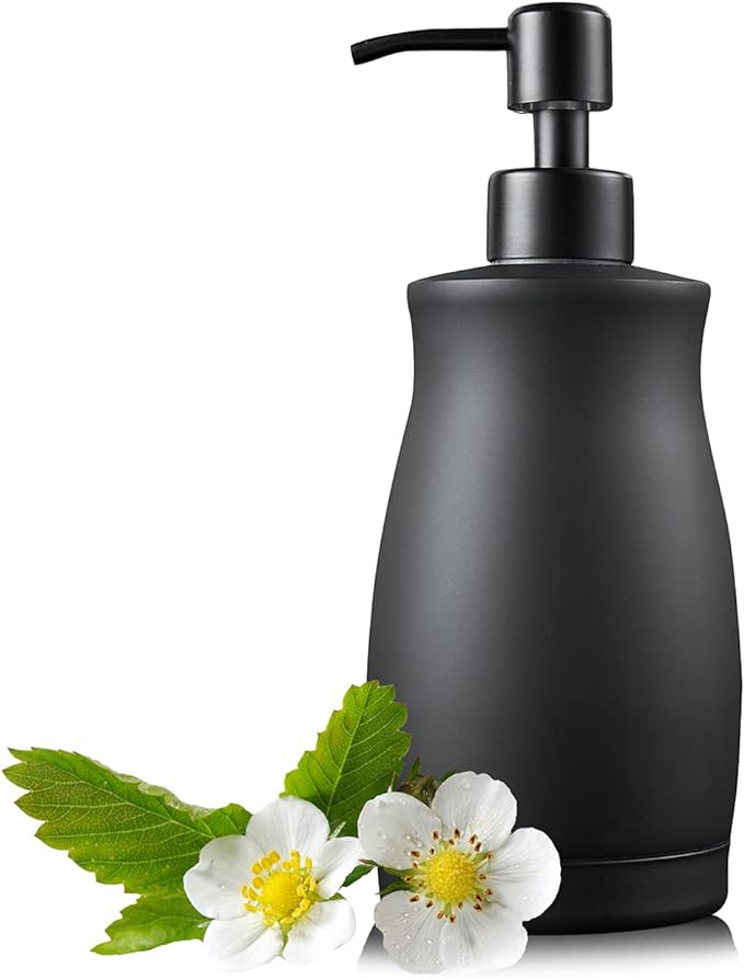 304 Stainless Steel Countertop Black Soap Dispenser Rust Resistant Leak-Proof Liquid Hand Sanitizer Pump with Hopper，for Kitchen Sink, Countertop, Bathroom (13.5oz/400ml) by ZEBEYIMA