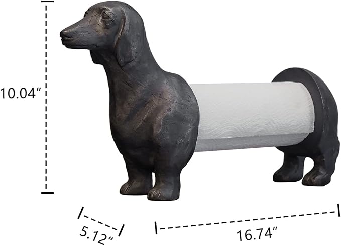 Vintage Dachshund Dog Paper Towel Holder Black Wiener Dog Tissue Towel Display Stand Freestanding Animal Toilet Paper Holder for Kitchen Countertop Home Decor