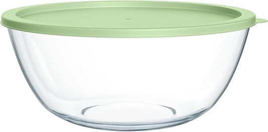 Extra Large Glass Mixing Bowls Clear Glass Salad Cooking Bowls for Kitchen Salad Bread Storage (4.7Qt) by Quald