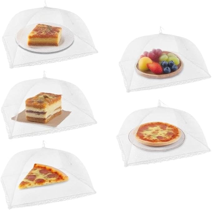 5 PACK Food Covers for Outside Mesh,Picnic Essentials - 17x17in Mesh Food Tent with Net Screen Dome Design to Protect Food - Reusable Portable Cover for Picnic BBQ Backyard Camping Accessories - Image 5