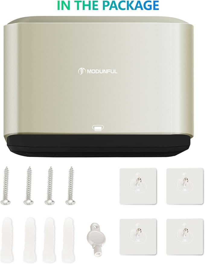 C-Fold Paper Towel Dispenser for Bathroom: Compact 200 Sheets Large Capacity for Multifold Hand Towel, No-Hole Installation Adhesive Paper Towel Holder Wall Mount - Gold - Image 7