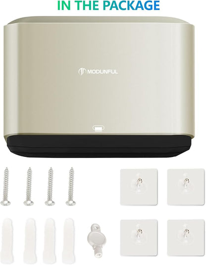 C-Fold Paper Towel Dispenser for Bathroom: Compact 200 Sheets Large Capacity for Multifold Hand Towel, No-Hole Installation Adhesive Paper Towel Holder Wall Mount - Gold - Image 7