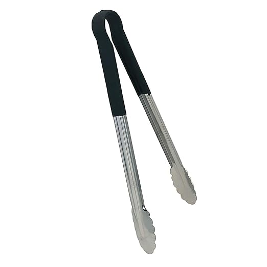 Update International TOPP-12 Stainless Steel Black Spring Tongs 12", PVC Which Does Not Include DEHP (di-Ethyl Hexyl Phthalate) by Update+International