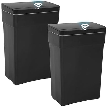 BestOffice 13 Gallon Trash Can Automatic Kitchen Trash Can Touch Free High-Capacity Garbage Can with Lid for Bedroom Bathroom Home Office 50 Liter (Black, 1) (2, Black) by BestOffice