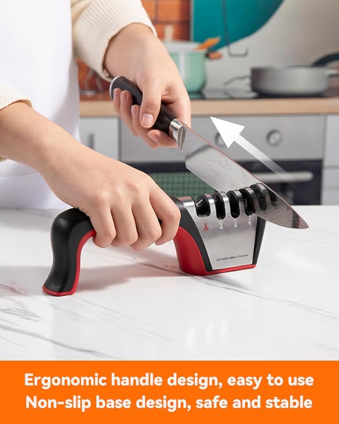 Brigii 4-in-1 Knife Sharpener, Kitchen Knife Accessories for Ceramic Knives, Steel Knives and Scissors, Aiding in Repair, Restoration, and Polishing of Blades - Image 4
