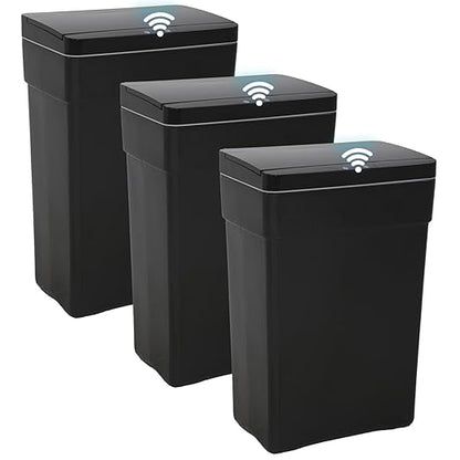 BestOffice 13 Gallon Trash Can Automatic Kitchen Trash Can Touch Free High-Capacity Garbage Can with Lid for Bedroom Bathroom Home Office 50 Liter (Black, 1) (3, Black) by BestOffice