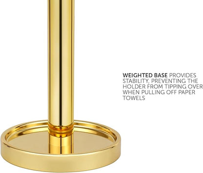 Ivilon Paper Towel Holder Stand - Steady and Easy Tear - Fits All Paper Towel Rolls - Gold Polished - Image 4
