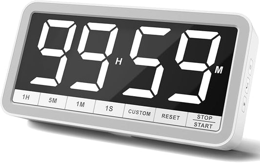 VOCOO Digital Kitchen Timer with 7.8” Extra Large Display, Magnetic, LED with 3 Brightness, 4 Alarms and 3 Volume Levels, Battery Countdown Count Up Timer for Cooking, Classroom, Home Gym (White) by Home