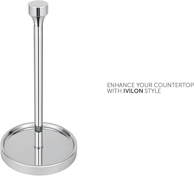 Ivilon Countertop Paper Towel Holder - Modern Bell End Minimalist Design - Color Chrome - Image 2