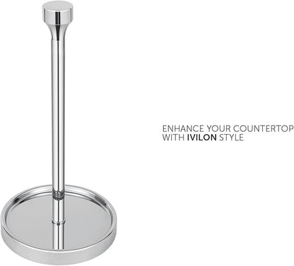Ivilon Countertop Paper Towel Holder - Modern Bell End Minimalist Design - Color Chrome - Image 2