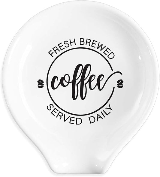 Funny Coffee Spoon Holder-Coffee Spoon Rest-Cafe Bar Station Accessories-Fresh Brewed Sign