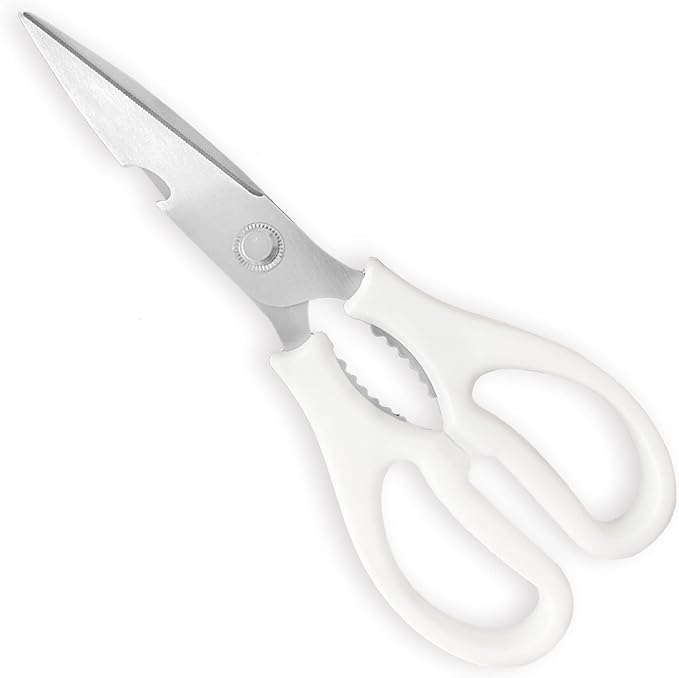 Kitchen Shears, Multi-function Heavy Duty Dishwasher Safe Poultry Shears, Food Grade Stainless Steel Sharp Utility Scissors for Food, White by NTVKID