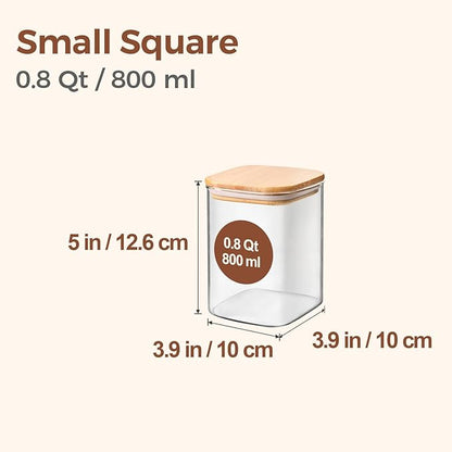 ComSaf 0.8 Qt Glass Food Storage Jars Set of 6, Clear Storage Containers with Airtight Lids, Pantry Organization Jar, Spice Jar, Blooming Tea, Oat, Coffee and Sugar Container, Canister Set for Kitchen - Image 2