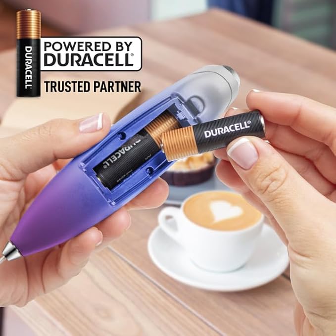 Zulay Kitchen Powerful Milk Frother Wand With 4 AA Duracell Batteries - Ultra Fast Handheld Drink Mixer - Electric Whisk Foam Maker for Coffee, Lattes, Cappuccino, Matcha & Creamer - Firework - Image 6