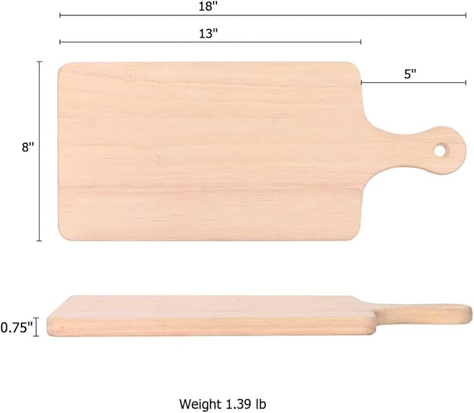 LZMS 4 Packs 18" x 8" Wood Serving Boards Set | Unfinished Wood Crafts with Handle | Wooden Cutting Boards Bulk for Charcuterie,Cheese,Meat,Bread,Vegetabes & Fruits