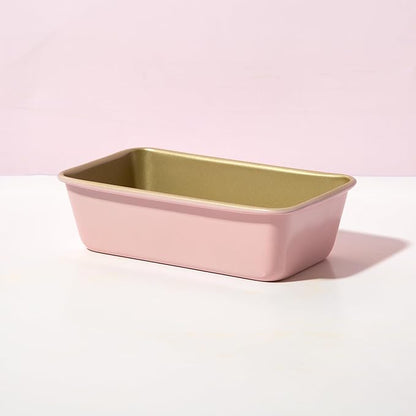 Paris Hilton Nonstick Carbon Steel Bakeware Collection, 9-Inch x 5-Inch Loaf Pan, Dishwasher Safe, Made without PFOA and PFAS, Pink Champagne Two-Tone