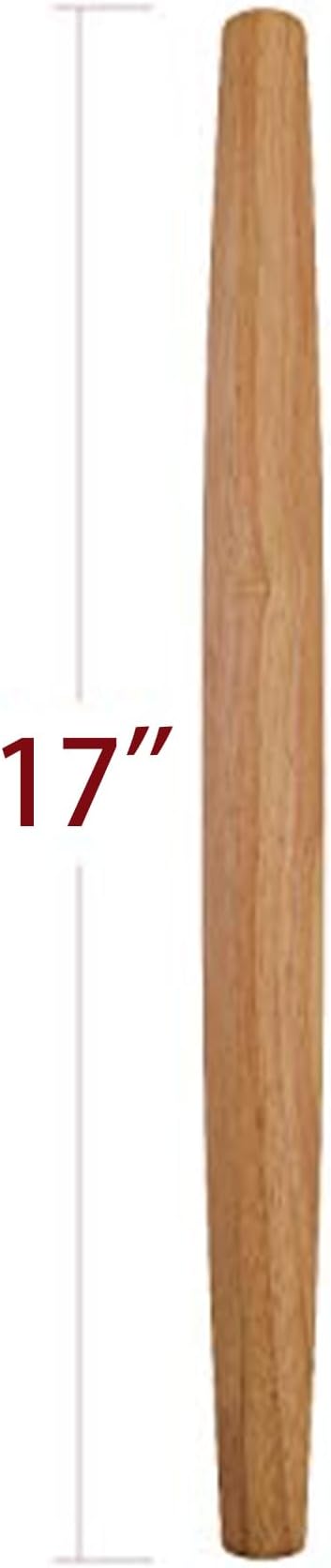 French Rolling Pin (17 Inches) –WoodenRoll Pin for Fondant, Pie Crust, Cookie, Pastry, Dough –Tapered Design & Smooth Construction - Essential Kitchen Utensil - Image 2