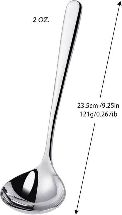 2 oz. Soup Ladles SUS304 Stainless Steel Gravy Ladle for Serving,9.5 Inch Sauce Ladel Spoon(Silver)(Set of 2) - Image 3