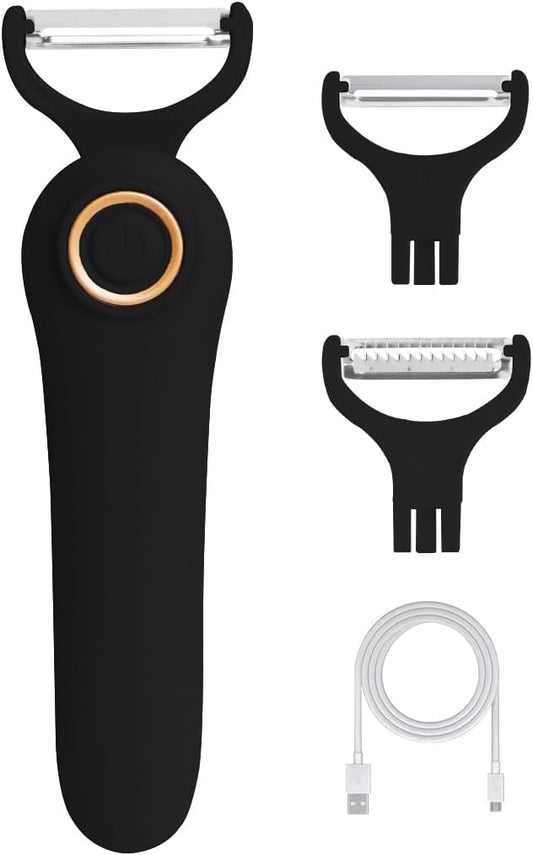 3-in-1 Electric Peeler | Auto Blade for Fruits/Vegetables | 3 Interchangeable Blades | Type-C Charging,Battery Capacity 1500 mAh | Kitchen, Travel, Camping by SUNHAIXIA