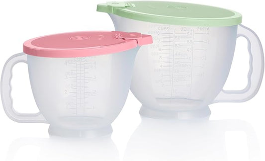 Tupperware Classic Mix-N-Store Pitcher Set in Mint Green and Candy Pink, Dishwasher Safe and BPA Free (2 Bowls, 2 Lids) by Tupperware