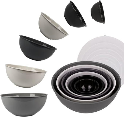 BoxedHome BPA Free Plastic Round Mixing Bowl with Lids, 12 Pack Nesting Bowls with Lids Set, Microwave and Dishwasher Safe Prep & Serving Bowls Great for Mixing, Baking, Serving (Grey, 12pcs) - Image 4
